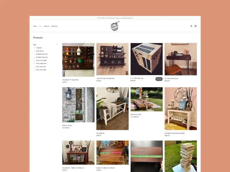 The Livish Woodwork & Decor product catalog page